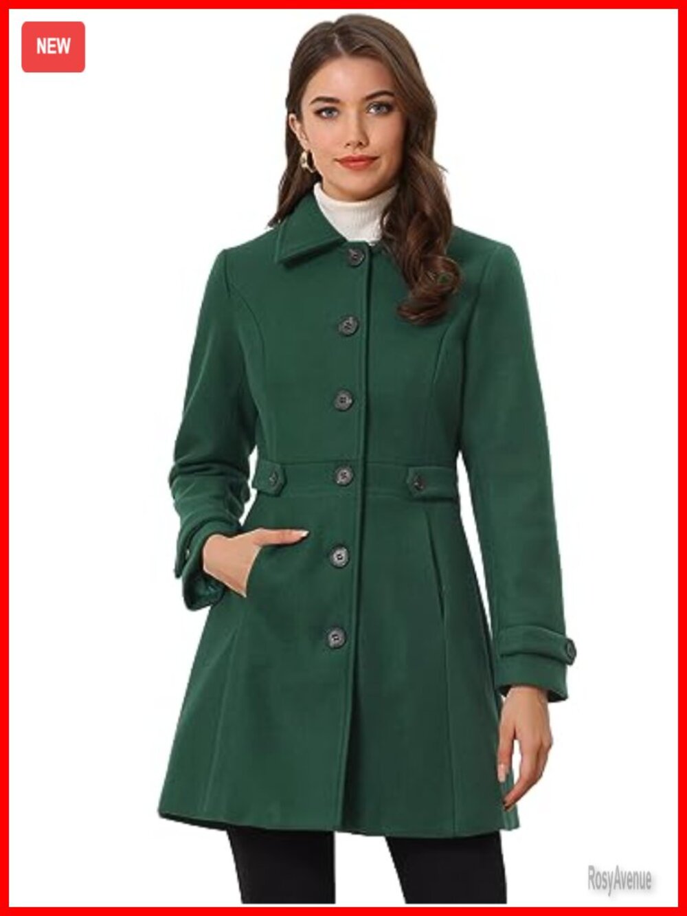 Women's Winter Classic Overcoat Single Breasted Pea Coat Long Sleeve